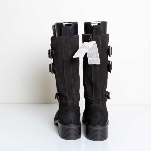 Zara Buckled Biker Boots Split Leather Dark Brown Round Toe EU 40 - Picture 7 of 16